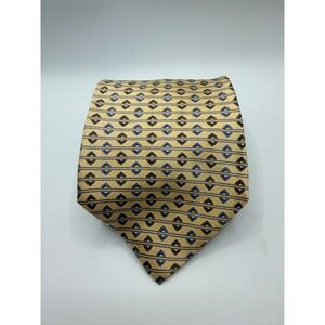Stafford Executive Mens Gold Geometric Diamond Silk Necktie Made in Italy